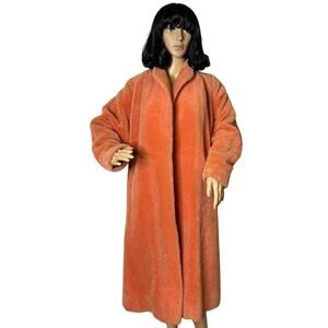Vintage 60's Ranelagh Selfridges Mono London orange faux fur open front coat  XL